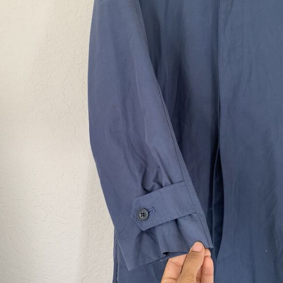 J Crew Trench Coat Men M Blue Authentic Outerwear Buttons Pockets Preppy Outdoor - Picture 5 of 11